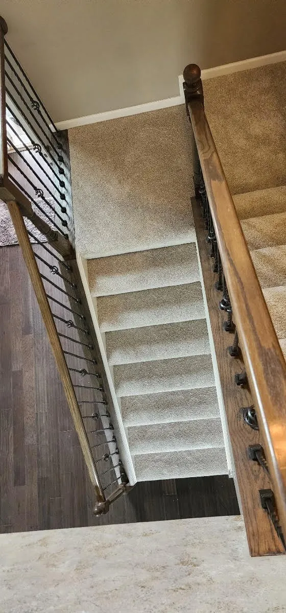 carpet installation on wood staircase for family home