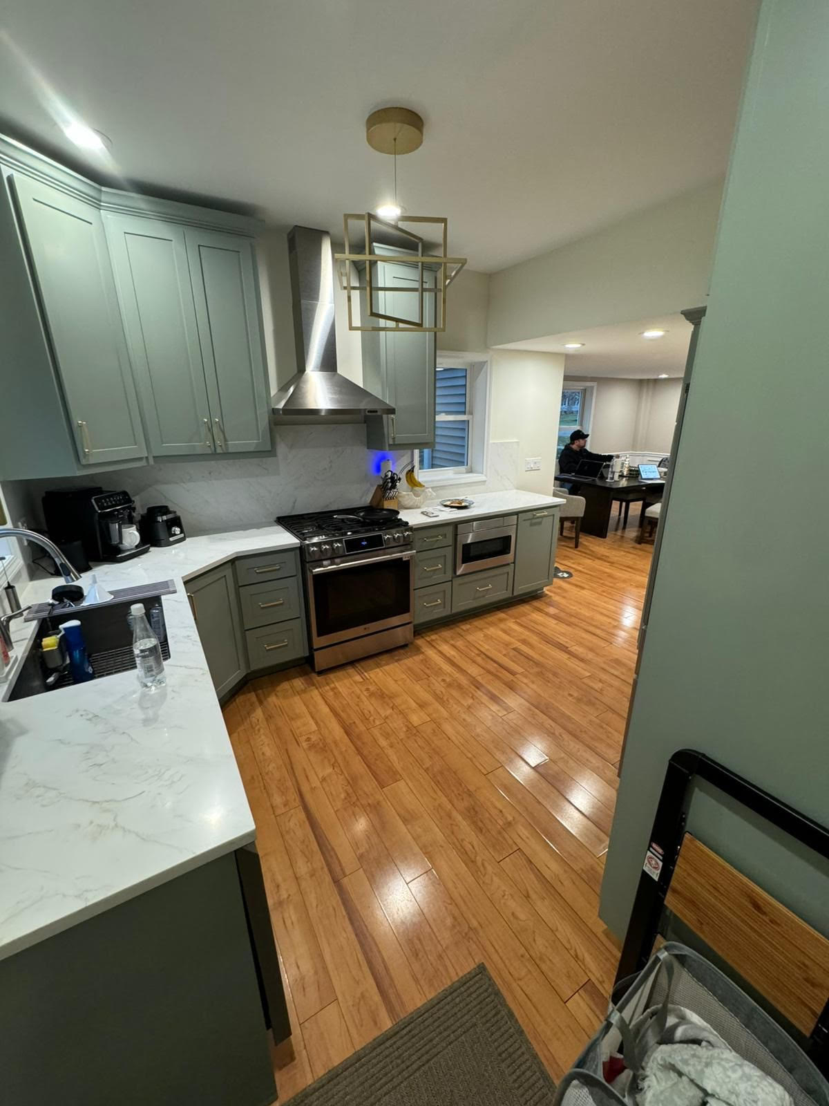 hardwood floor refinishing in kitchen remodel