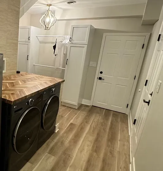vinyl flooring chosen for basement remodel